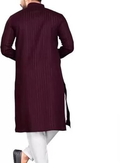 Laxmi Enterprise Men's Cotton Blend Zari Lining Kurta Pyjama Set - Image 3
