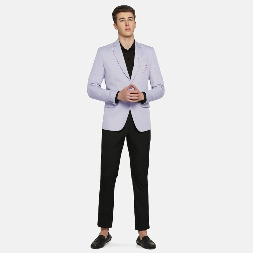 Mens Slim Fit Casual Blazer Soft Cotton Long Sleeve - Image 2