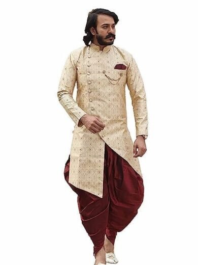 Mens Sherwani Style Indo Western Dhoti Dress Set