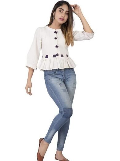 Gleamberry Women's White Slub Top - Image 4