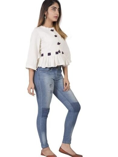 Gleamberry Women's White Slub Top - Image 3