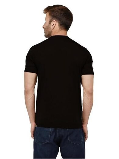 Men's Black T-Shirt with Vertical Line Design, 100% Polyster - Image 3