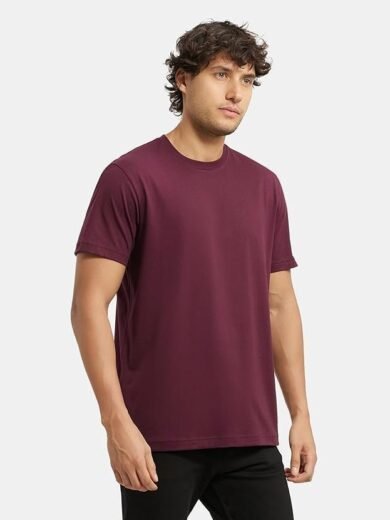 Men's Super Combed Cotton Rich Solid Round Neck Half Sleeve T-Shirt - Image 4