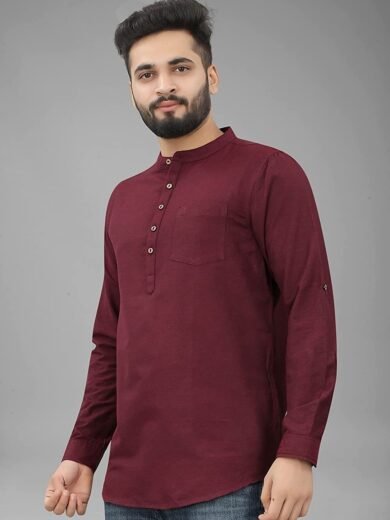 Men's Pure Cotton Ethnic Wear Long Sleeve Kurta - Mor-008 - Image 2