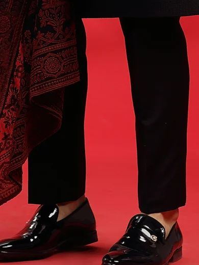 Black Matka Silk Indowestern Set - Image 3