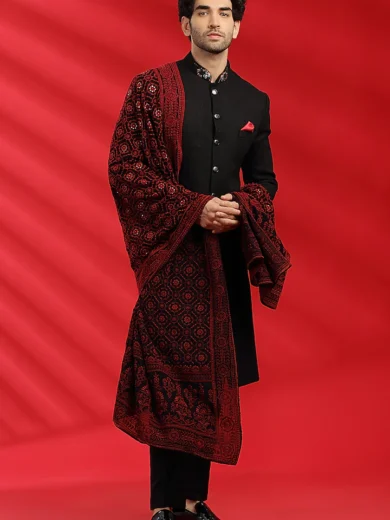 Black Matka Silk Indowestern Set - Image 2