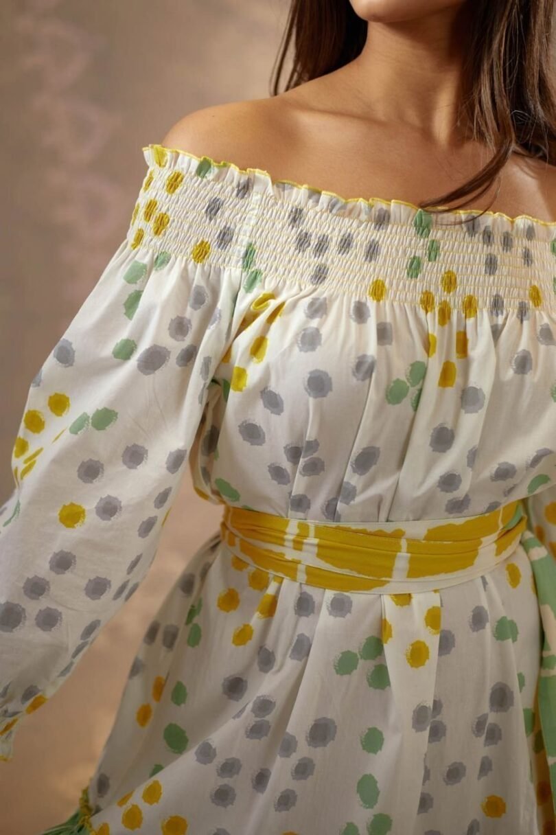 Green and Yellow Adila Dress - Image 4
