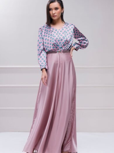 Mauve Printed Satin Jumpsuit