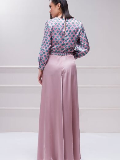 Mauve Printed Satin Jumpsuit - Image 5